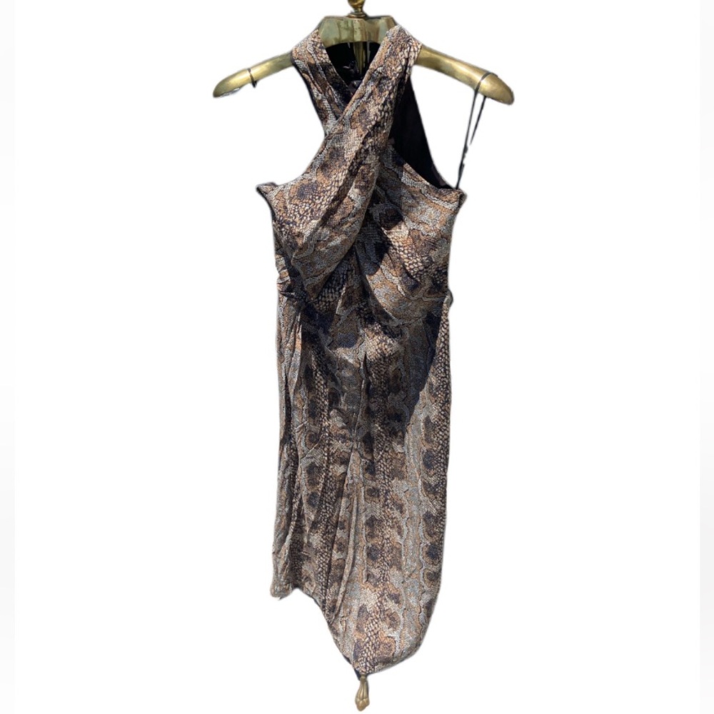 1970s Vintage Michael Blair Snakeprint Dress Size Small